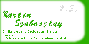 martin szoboszlay business card